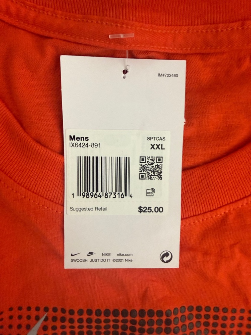 Nike Men's Bright Orange Graphic Swoosh Tee Size XXL - Picture 2 of 15